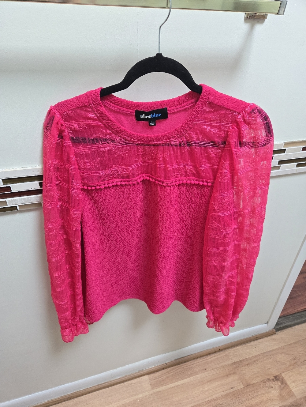 Alice Blue Neon Pink Lace Sleeve Pullover